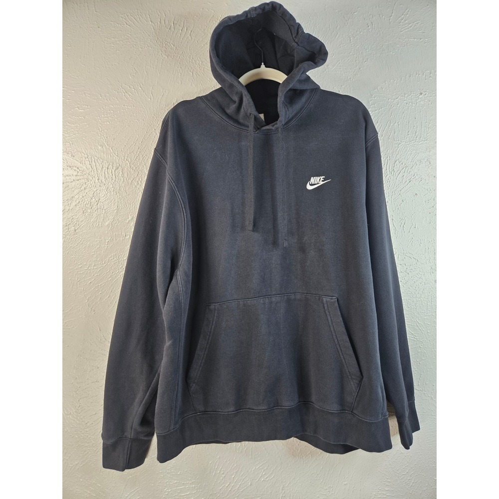 Nike Hoodie Mens XL Black Pullover Embroidered Logo Sportswear Fleece Sweatshirt